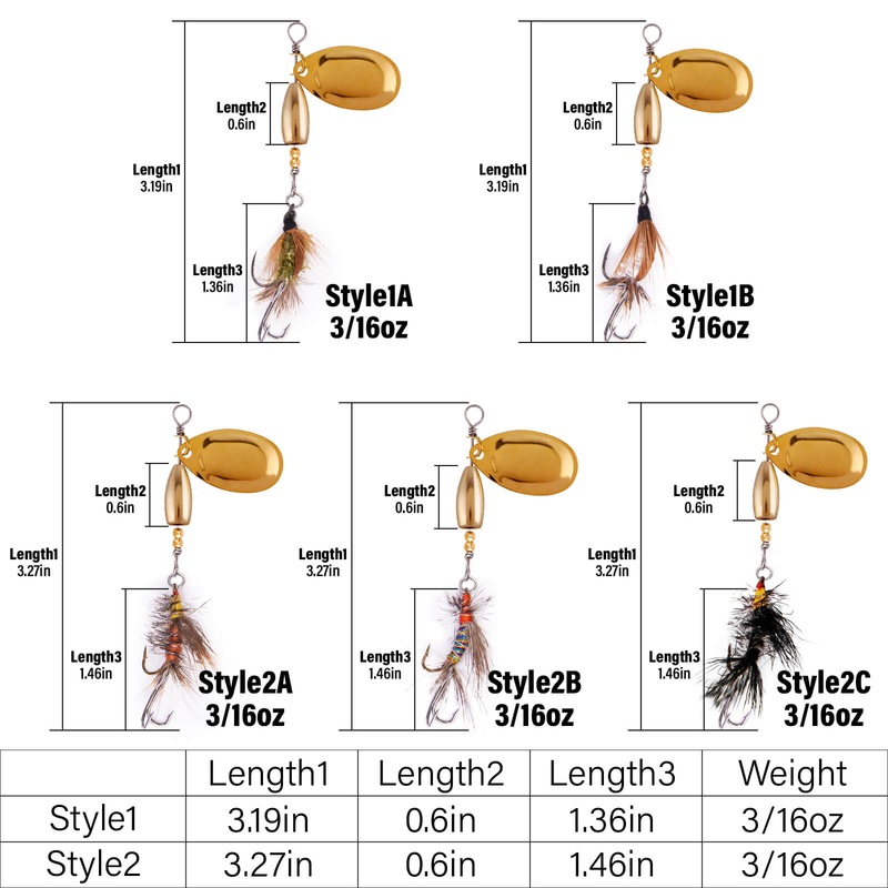 Dr.Fish 5pcs Trout Spinners Lures Kit