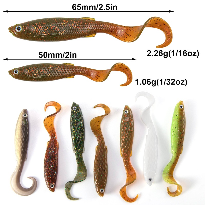 Dr.Fish 8 pcs Grub Fishing Lures 2/2.5