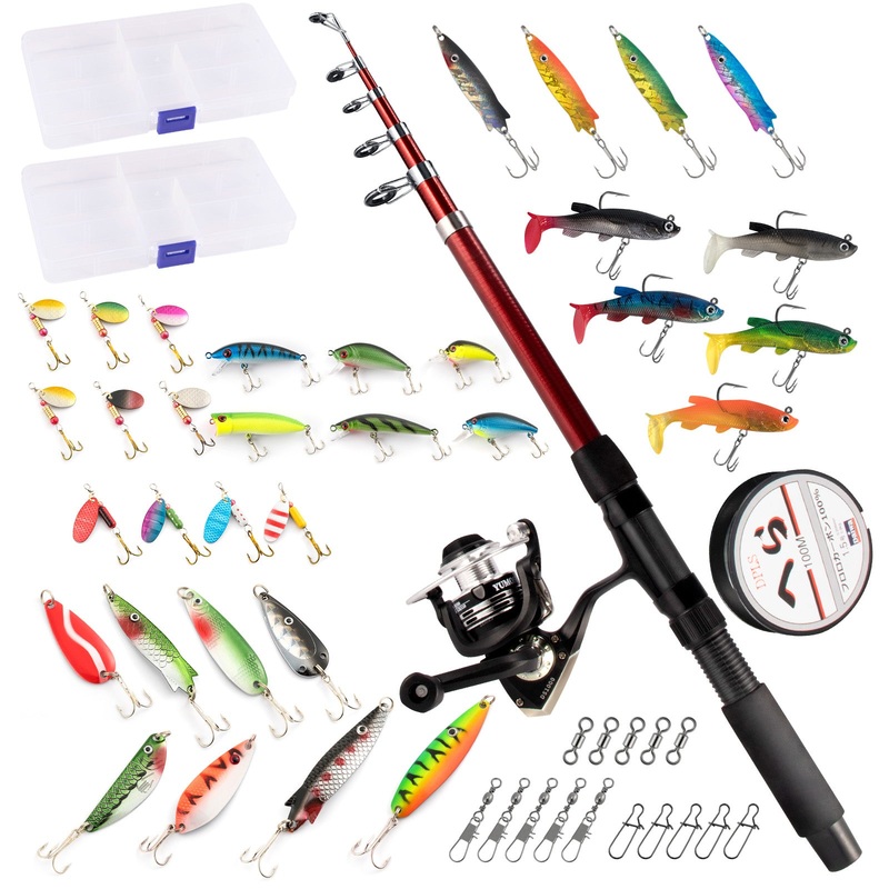 Dr.Fish Fishing Rod Reel Comb Telescopic Rod with Spinning Reel 1000