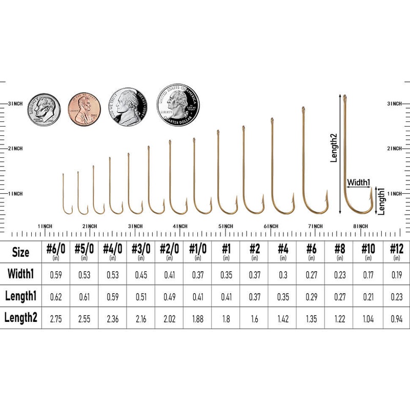 Dr.Fish 100pcs Long Shank Fishing Hooks #12 to 6/0