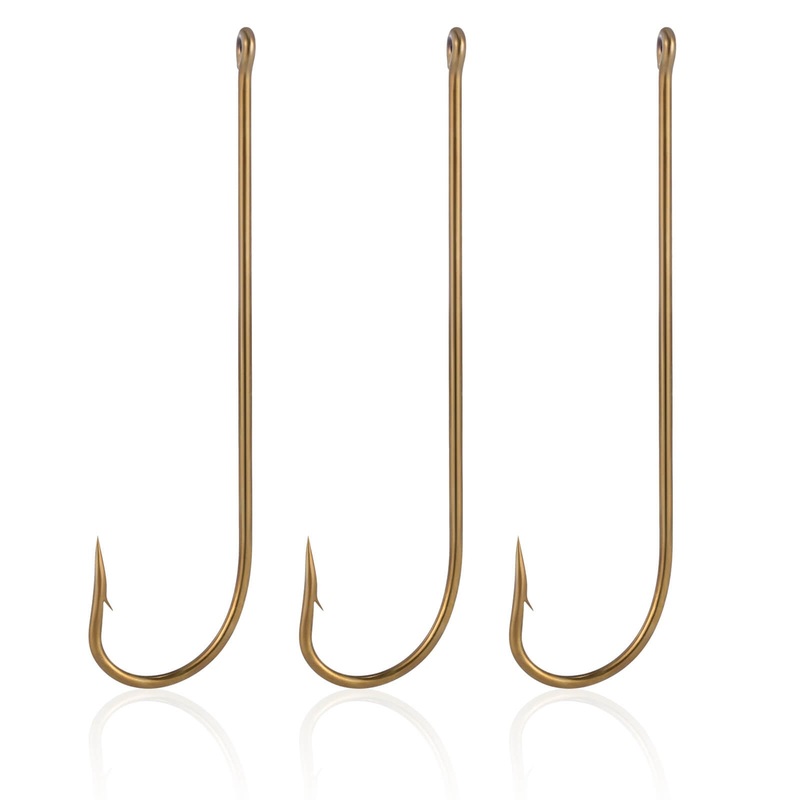 Dr.Fish 100pcs Long Shank Fishing Hooks #12 to 6/0