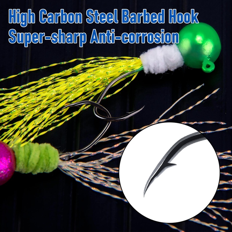 Dr.Fish 10pcs Crappie Marabou Jig heads 1/16oz-3/16oz