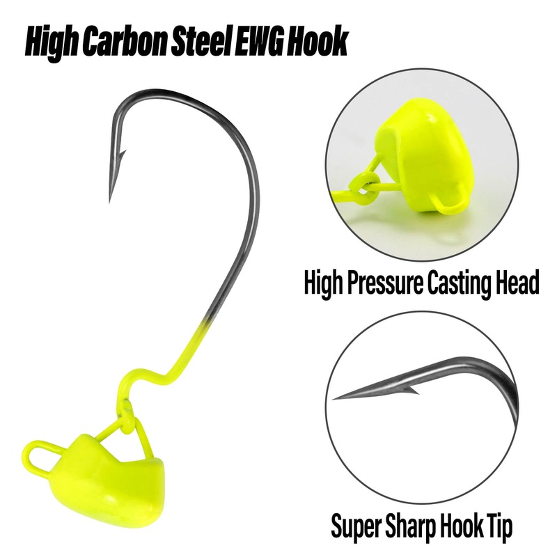 Dr.Fish 10pcs Ned Rig Jig Heads 1/16oz-3/4oz