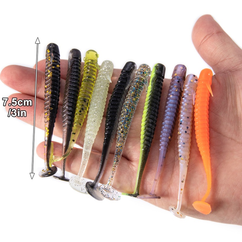 Dr.Fish 10pcs Paddle Tail Swimbait 3”