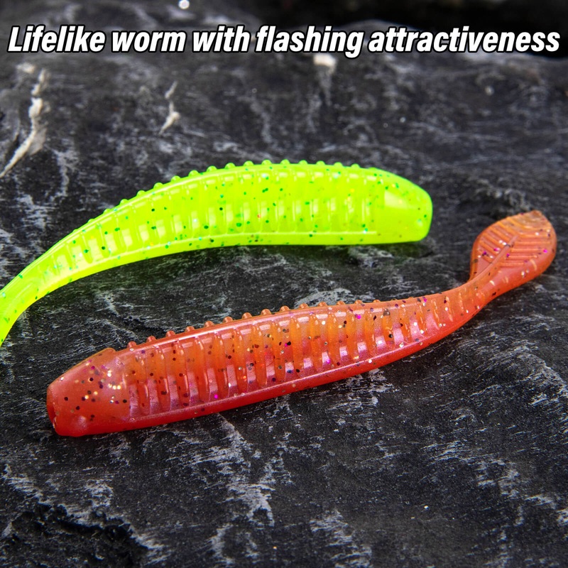 Dr.Fish 20pcs Flat Tail Soft Plastic Baits 3.3