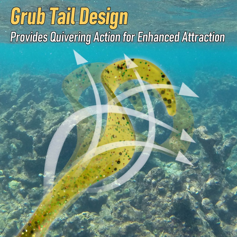 Dr.Fish 20pcs Grub Worm Soft Baits 3.7