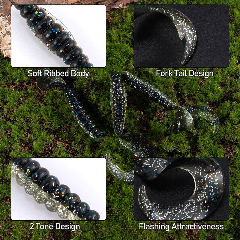 Dr.Fish Grub Soft Plastic Worm Baits 2”-3”