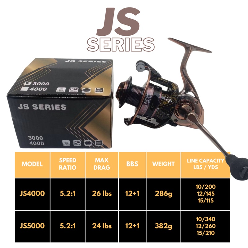 JS SERIES12+1 BBS,Fully Sealed,All Metal SAlTWATER Reel