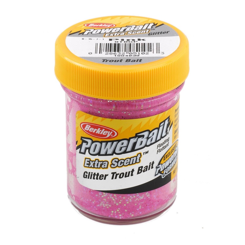 PowerBait Glitter Trout Bait|Pink|Rainbow|Captain America|Gold Vein|Silver Vein|Yellow|Fluorescent Orange|Spring Green|White|Chartreuse|Sherbet|Fluorescent Red