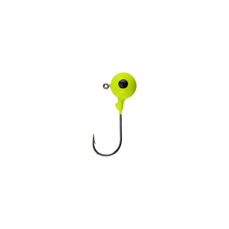 Essentials Round Ball Jigs|Black|Chartreuse|Chartreuse/Orange|Orange|Pink|White|1/32 oz|1/8 oz|1/4 oz|3/8 oz|3/4 oz|6|1|2/0|3/0|4/0
