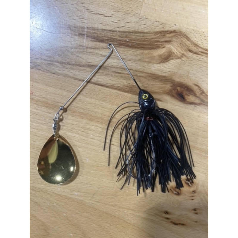 Brazalo Custom Spinnerbaits|Black/Gold|PLS w/ Black Oklahoma|PLS w/ Gold Blade|1/2oz|3/4 oz