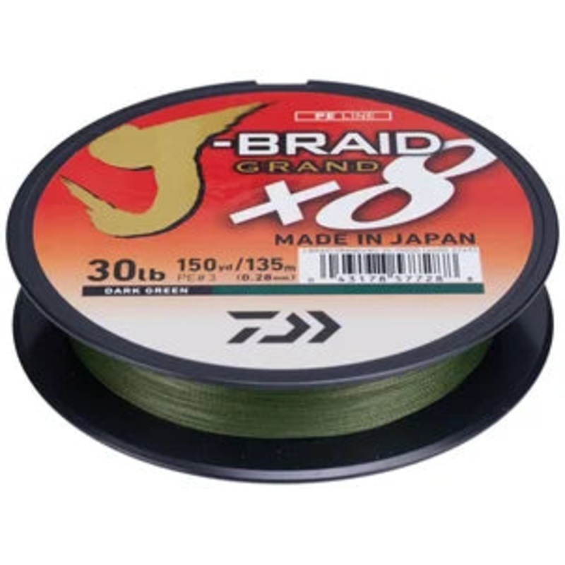 Daiwa J-Braid Grand x8|Island Blue|Dark Green|Chartreuse|8lb|10lb|15lb|20lb|30lb|40lb|50lb|65lb|150yd