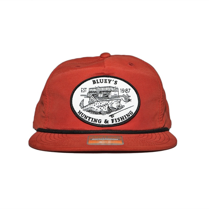 Bluey’s Trout Patch Cap – Dark Orange/black Rope
