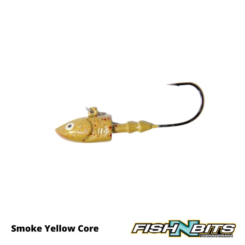Smak – Jig Heads|Baby Bass|Polar Bear|Sargent|Matte Black|Lemon Lime & Bitters|Tennessee Shad|Smoke Yellow Core|1/4oz 3/0|1/2oz 3/0|5/8oz 3/0|3/4oz 3/0|3/8oz 3/0