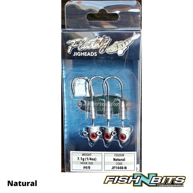 Barambah – Flatty Jigheads|Natural|Combo|Pink UV|Chart Glo|3/8oz 4/0|3/8oz 6/0|1/2oz 4/0|5/8oz 6/0|1oz 6/0|1/4oz 4/0|5/8 6/0