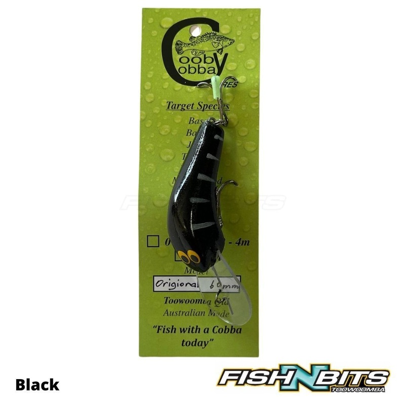 Cooby Cobba – Original 60mm|Black|Barred Grunter|Purple 101|Atomic Chicken|Fluro Green Purple|Purple Slayer|Green Mantis|Red Pepper|Venom|Peacock|Gold Black|Condamine Yellow|Spangled Perch|Numbat|Crackerjack|Fire Cracker|Swampy|Lime Tiger|Cod|Purple Gold