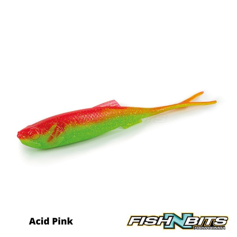 Molix – RT Fork Flex 5|Wakasagi|UV Clear Chart Multicolour Flake|Acid Pink|Pearl White|Metalic Black Orange