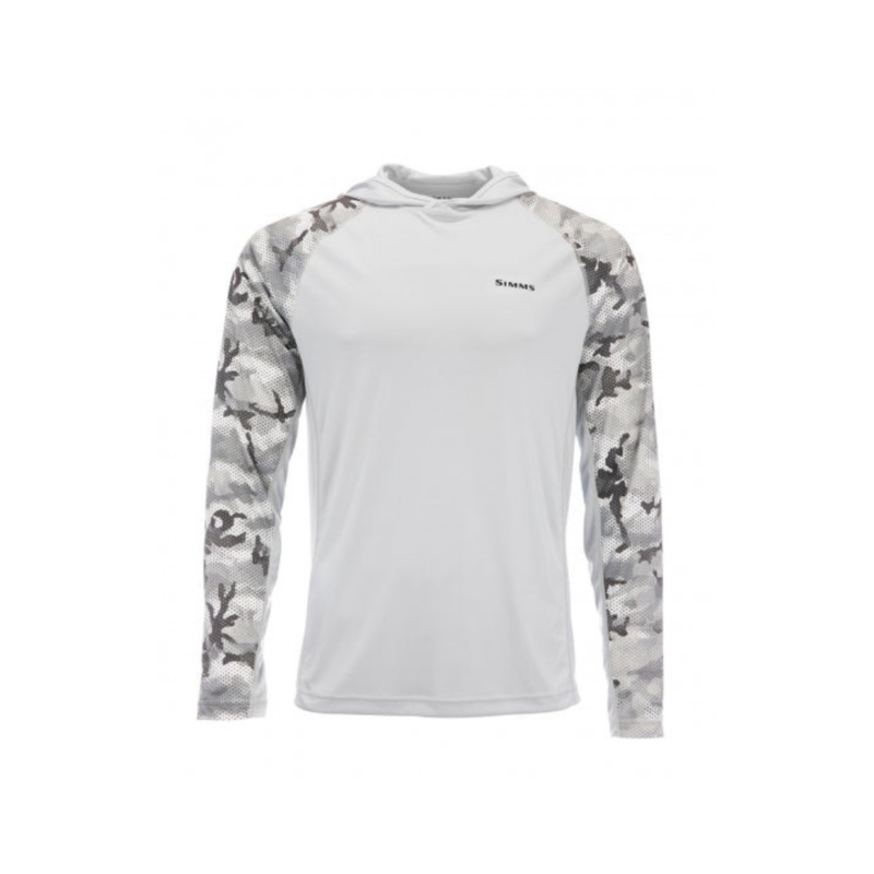 Simms Solarflex Hoody Print|Woodland Camo Sandbar|Hex Flo Camo Grey Blue|Faded Denim|Hex Flo Camo Steel|Slamdown Steel Blue|S|M|L|XL|XXL