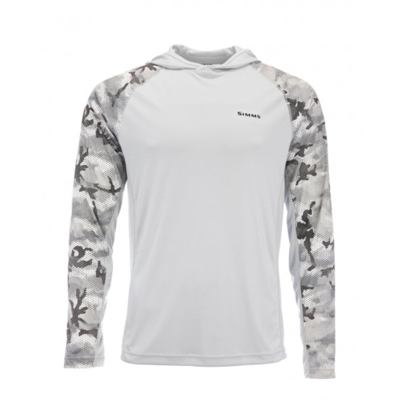 Simms Solarflex Hoody Print|Woodland Camo Sandbar|Hex Flo Camo Grey Blue|Faded Denim|Hex Flo Camo Steel|Slamdown Steel Blue|S|M|L|XL|XXL