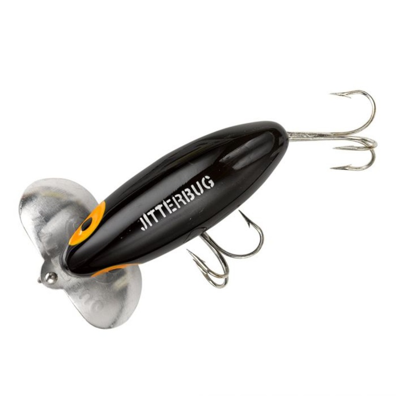 Arbogast Jitterbug|3″|2.5″ Jointed|Black|Frog/White Belly