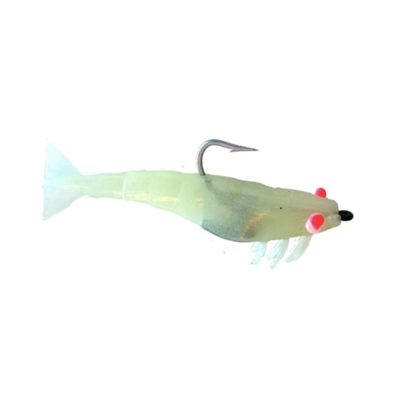 D.O.A. Pre-Rigged Shrimp|Night Glow|Clear|Clear Chartreuse|New Penny