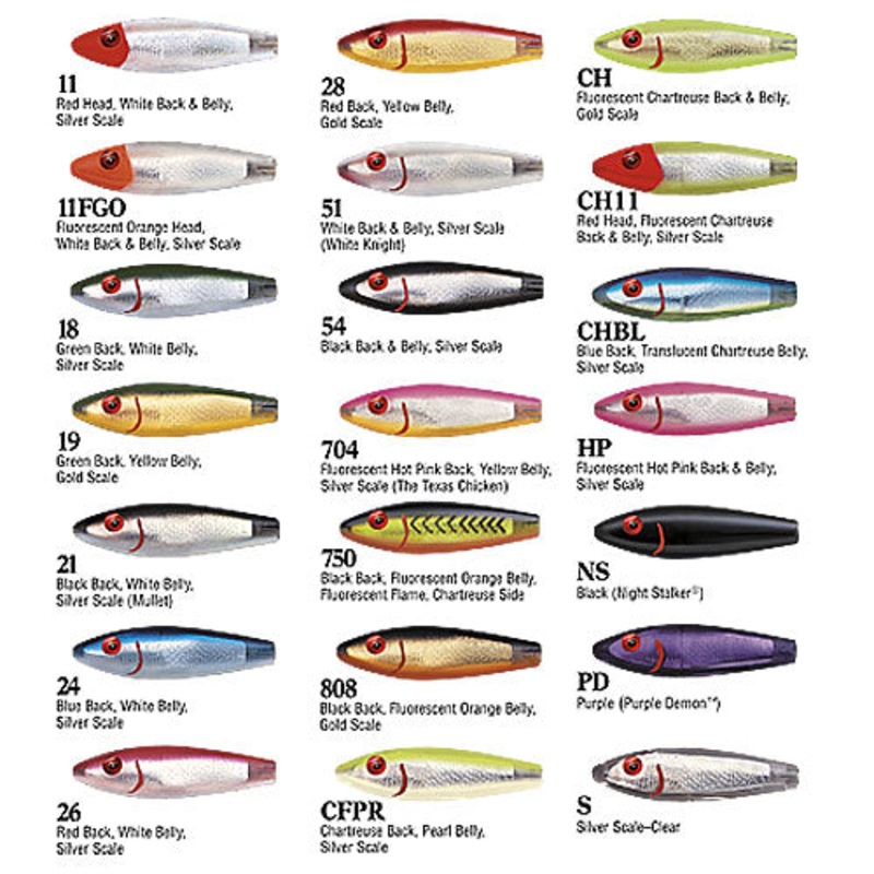 Mirrolure Sinking Twitchbait|3 5/8 in.|4 5/8 in.|Black Back/Fluorescent Orange Belly/Fluorescent Flame/Chartreuse Side|Chartreuse|Red Head