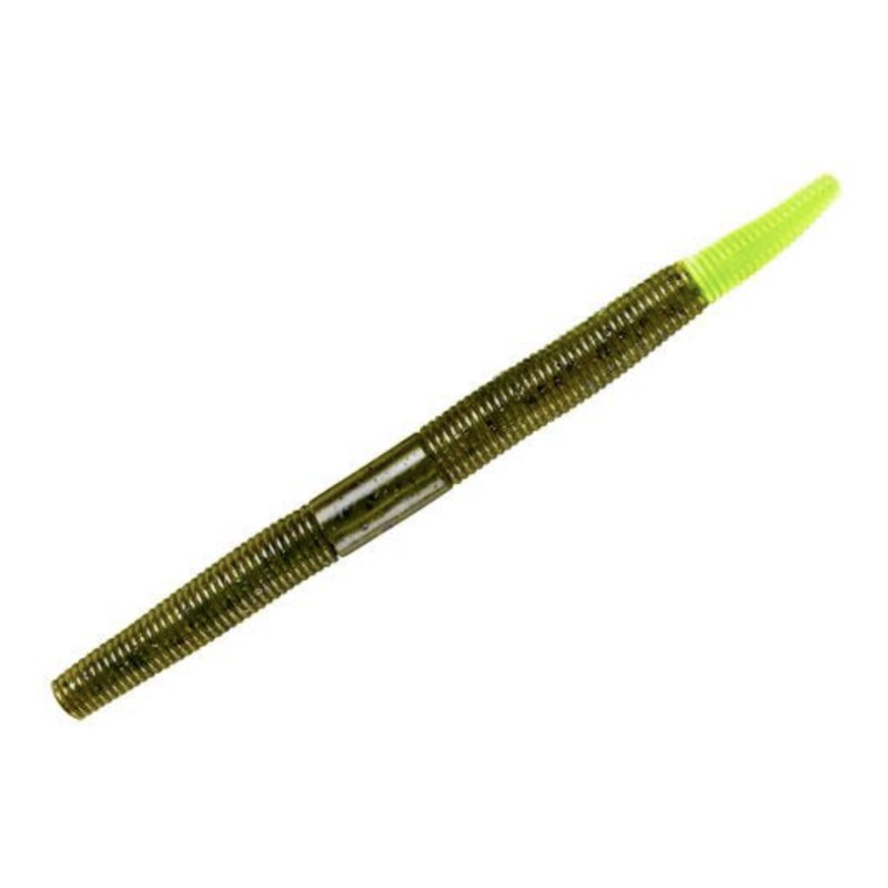 Yum Dinger Worm|Mardi Gras|Green Pumpkin and Chartreuse|Green Pumpkin|Watermelon Red Flake|Junebug|6in|5in