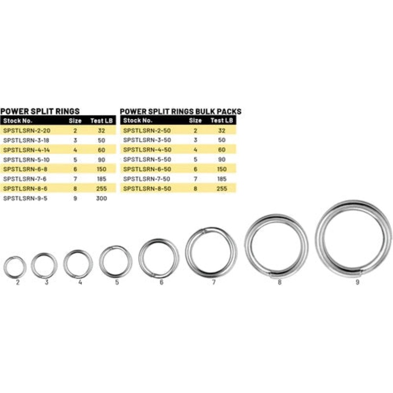 Spro – Power Split Rings|Size 3 (50lb – 18pk)|Size 4 (60lb – 14pk)|Size 5 (90lb – 10pk)|Size 6 (150lb – 8pk)|Size 7 (185lb – 6pk)