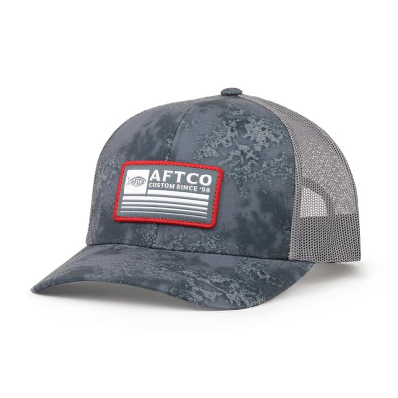 AFTCO – Crossbar Trucker Hat|Charcoal Acid Camo|Green OG Camo