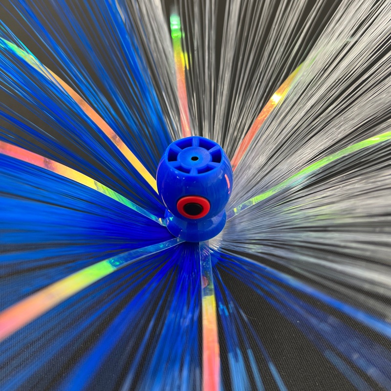 WolfPack Tackle – Jet Heads|Junior – 0.75 oz|Big Bertha – 2.0 oz|Ocean Blue Head – Crystal/Blue Skirt|Salmon Pink Head – Crystal/Pink Skirt|Jet Black Head – Black/Purple Skirt|Glow Purple Head – Black/Purple Skirt|Glow Green Head – Crystal Skirt