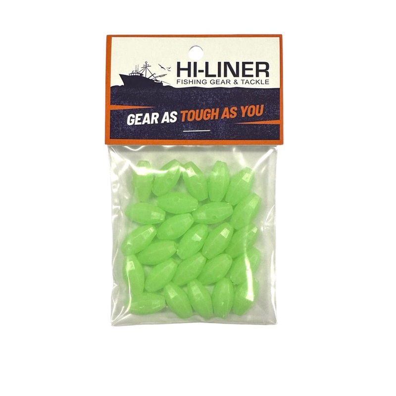Hi-Liner – Fishing Glow Beads|Oval|Round|25pk|100pk