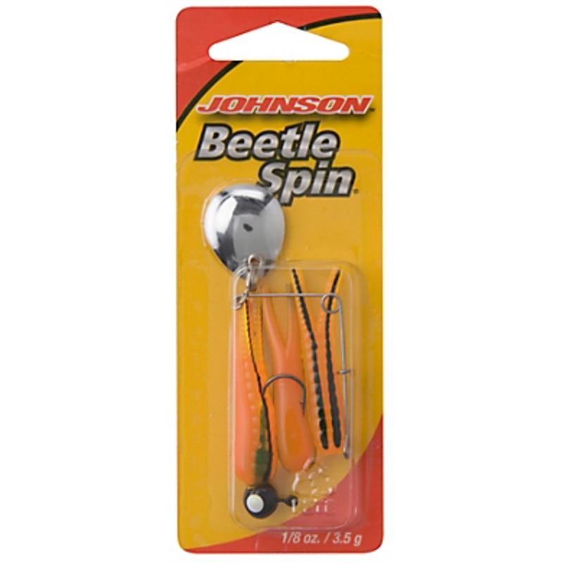 Johnson – Beetle Spin|1/16oz|1/4oz|1/8oz|Black/Chartreuse/Orange|Bullfrog|Black Yellow Stripe/Red Belly|Midnight-Pink|Chartreuse/Black Spots|White Red Dot|Midnight Pink|Fluorescent Chartreuse