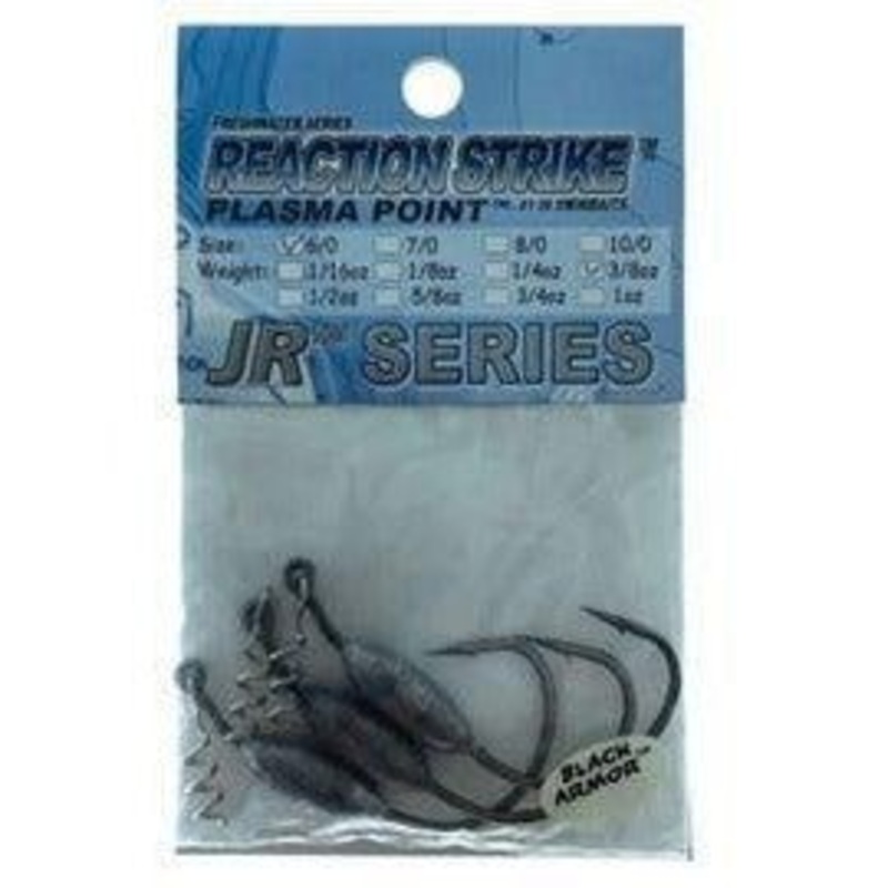 Reaction Strike JR Series Jighead 6/0 3/8 Oz Black Armour Nickle Qty 3