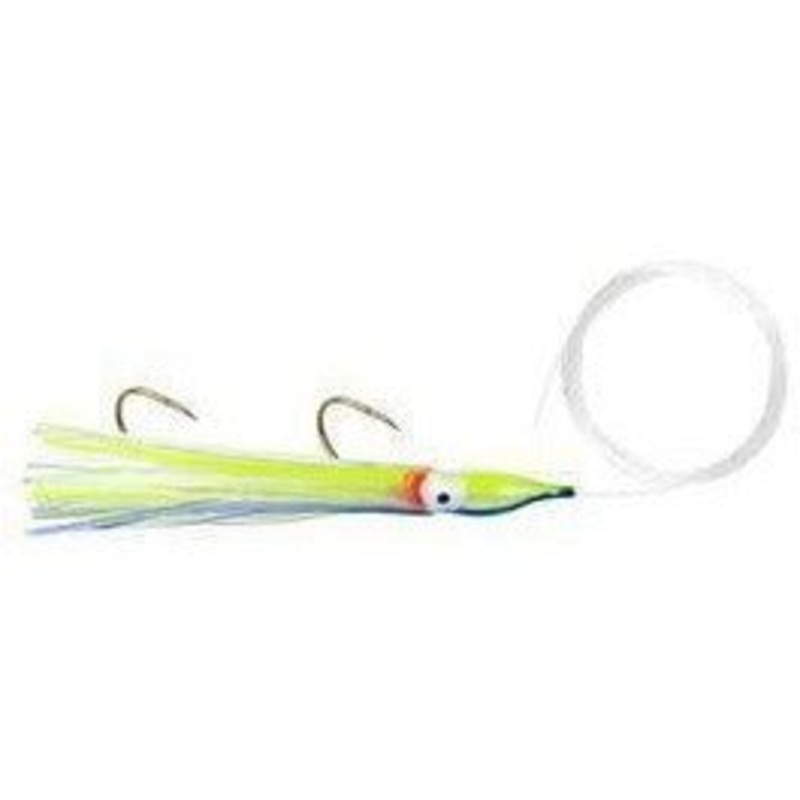 Danielson Squid Rigged SQDR45132 4.5 UV Clear/Chartreuse/Blue Streak Qty 1