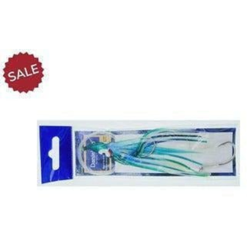 Danielson Squid Rigged SQDR45139 4.5 UV Green/Light Blue Stripe Qty 1