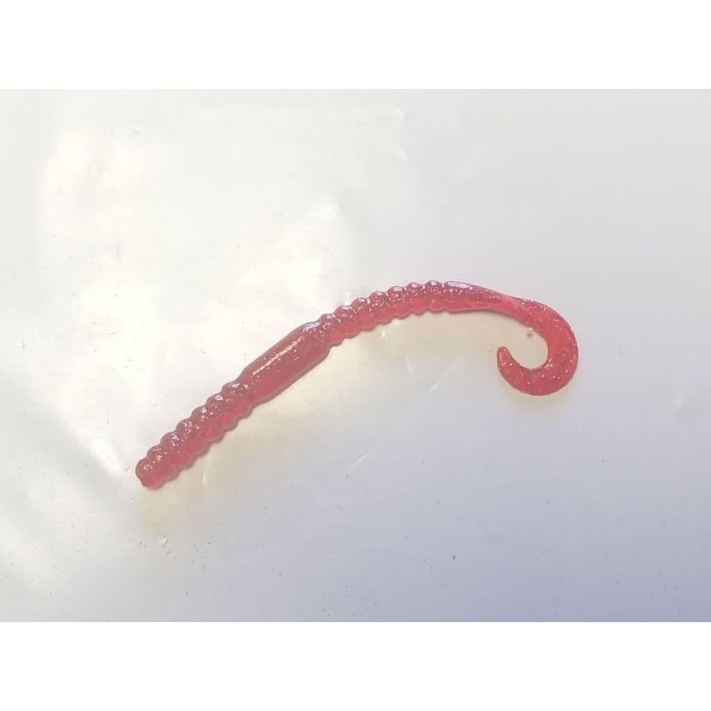 Jed Welsh Curly Tail Worm 4-1/4 Red/Glitter Qty 10
