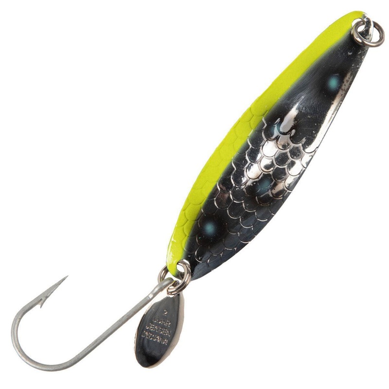 Luhr Jensen Coyote Spoon UV|3-1/2″|4″|5″|Chartreuse Green|Green Chartreuse|Pink Chartreuse|Rainbow Trout|Sardine|Blue Chartreuse|Blue Reflex