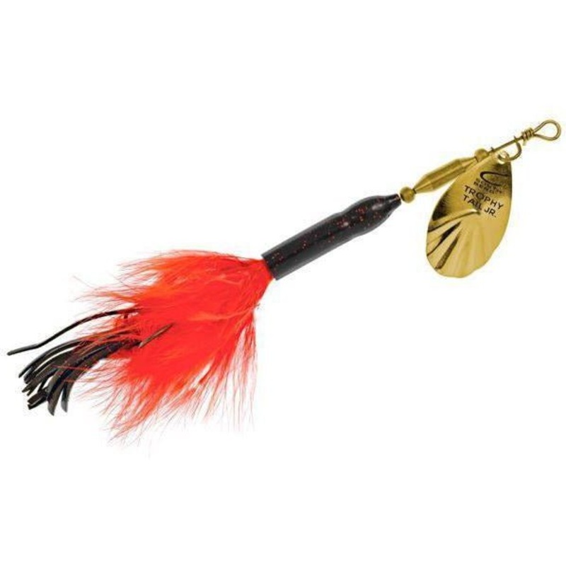 South Bend Trophy Tail JR 7.5|Black/Red/Gold Blade|Black/Gold Flake/Orange Blade|White/Silver Flake/Silver Blade