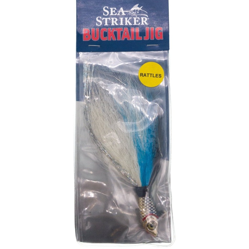 Sea Striker Bucktail Jig with Rattle and Grub Keeper 3/4 Oz