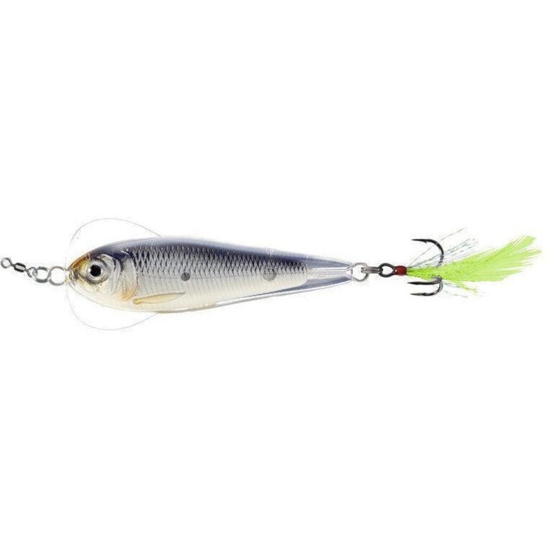 LiveTarget Flutter Shad Jigging Spoon 2-1/2 3/4 Oz Glow/Black