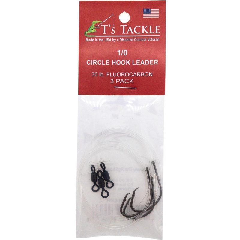 T’s Tackle Circle Hook Rig w Fluorocarbon Leader 3 Pack