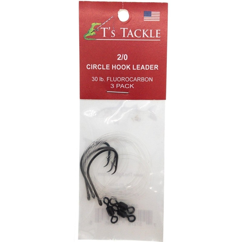 T’s Tackle Circle Hook Rig w Fluorocarbon Leader 3 Pack