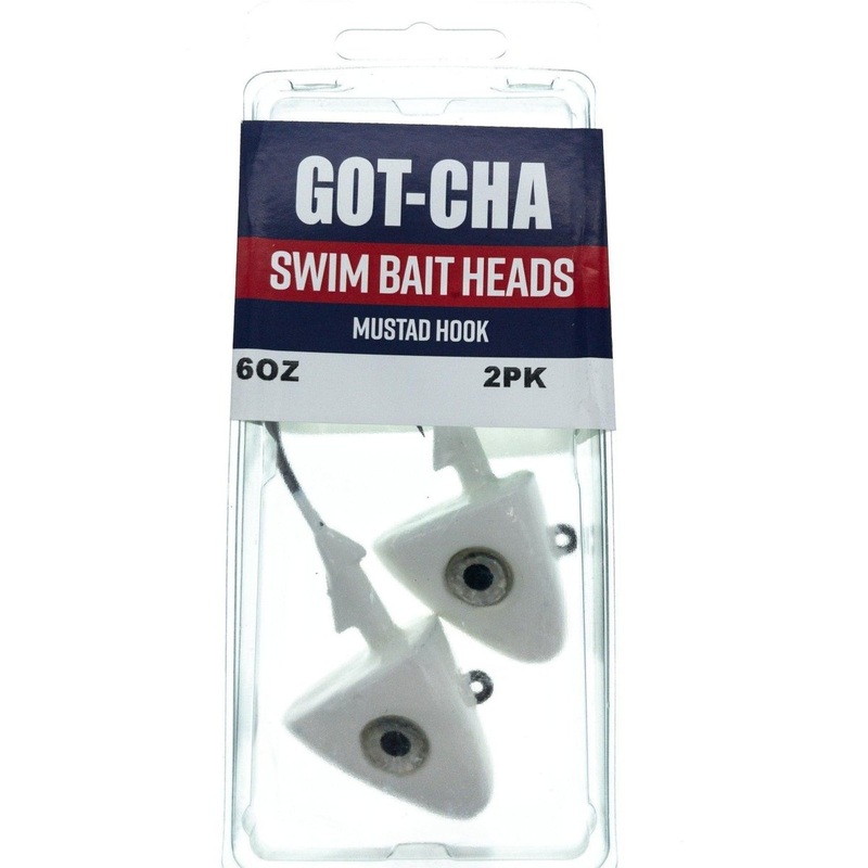 GOT-CHA Swim Bait Jig Head w/ Mustad hook 6 Oz Qty 2