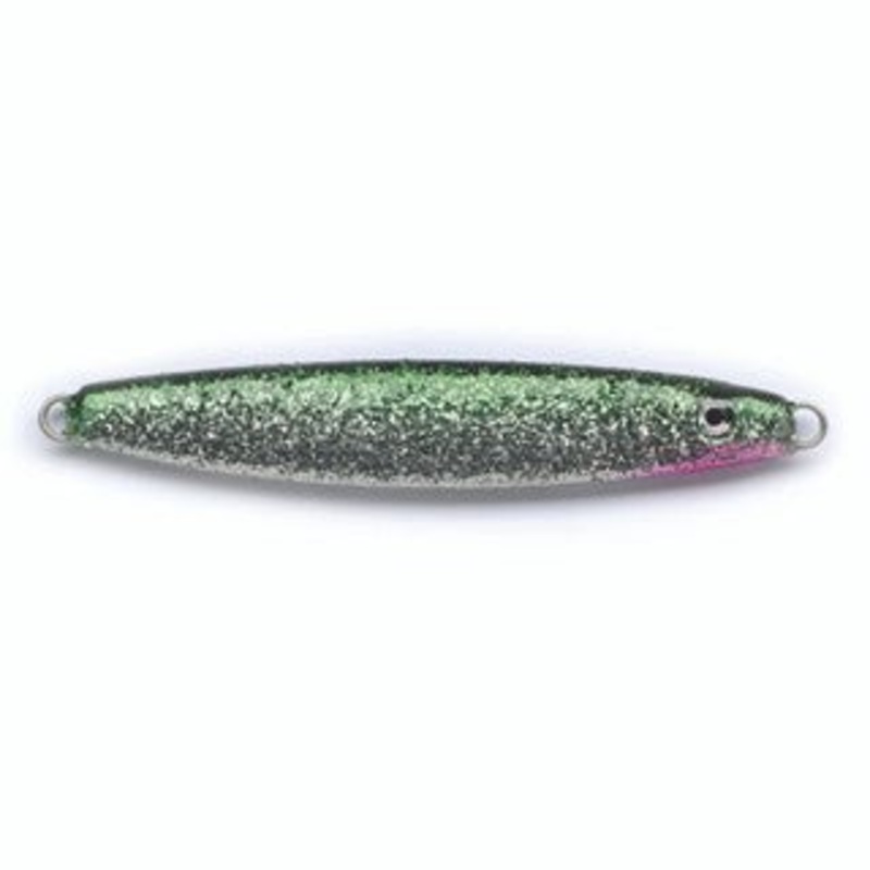 Pucci Chovy Jig 2 Oz|Glitter Green|Purple Tape Black Dot|Fire Tiger