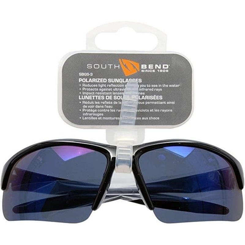 South Bend Polarized Sunglasses Black Frame Mirror Lens