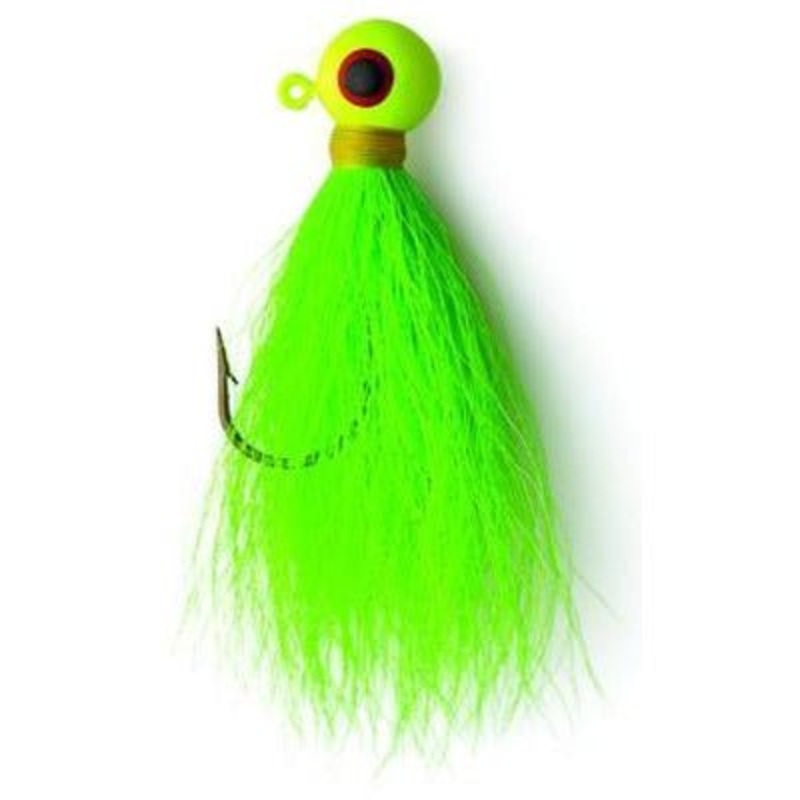 Eagle Claw Bucktail Jig QTY 4|1/4 Oz|3/8 Oz|Chartreuse|Yellow|White