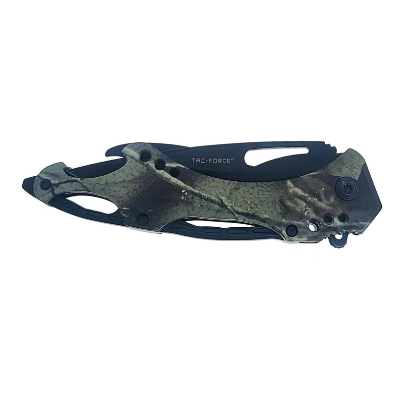 Tac-Force Spring Assisted Knife w/ Liner Lock W/ Bottle Opener 3.25  Green Camo