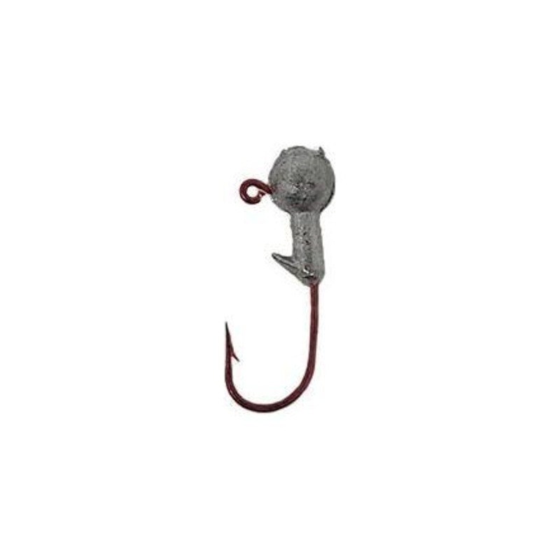 Jerrys Round Head Jig Qty 10|Unpainted/Red Hook|Red|1/16 Oz|1/32 Oz
