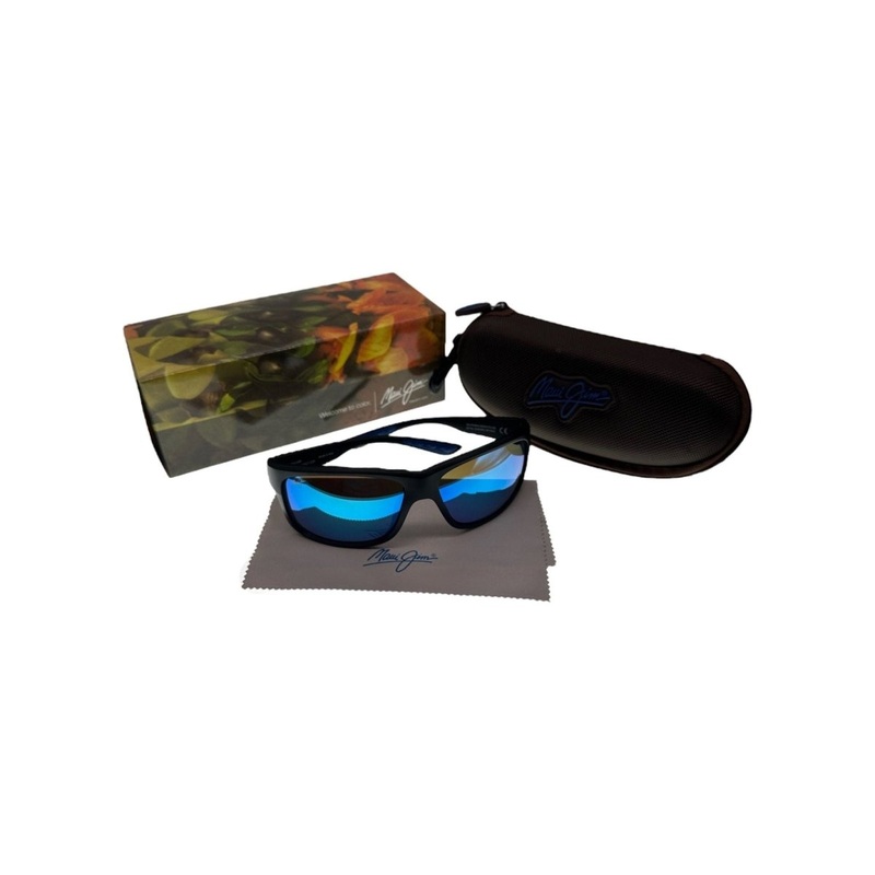 Maui Jim Southern Cross Polarized Wrap Sunglasses Limited Edition Man U. Blue Lens