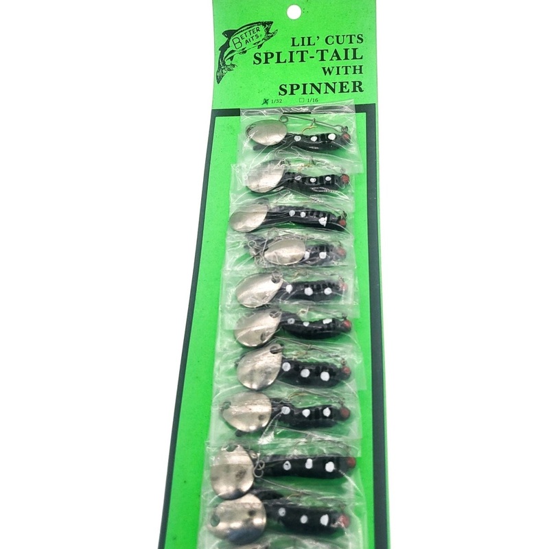 Better Baits Lil Cuts Split Tails W/ Spinner Card Of 12 (Vintage)